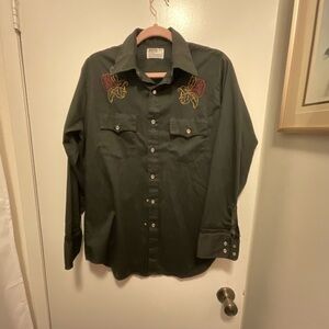 5-2026-Men's Black Embroidered Western Dress Shirt